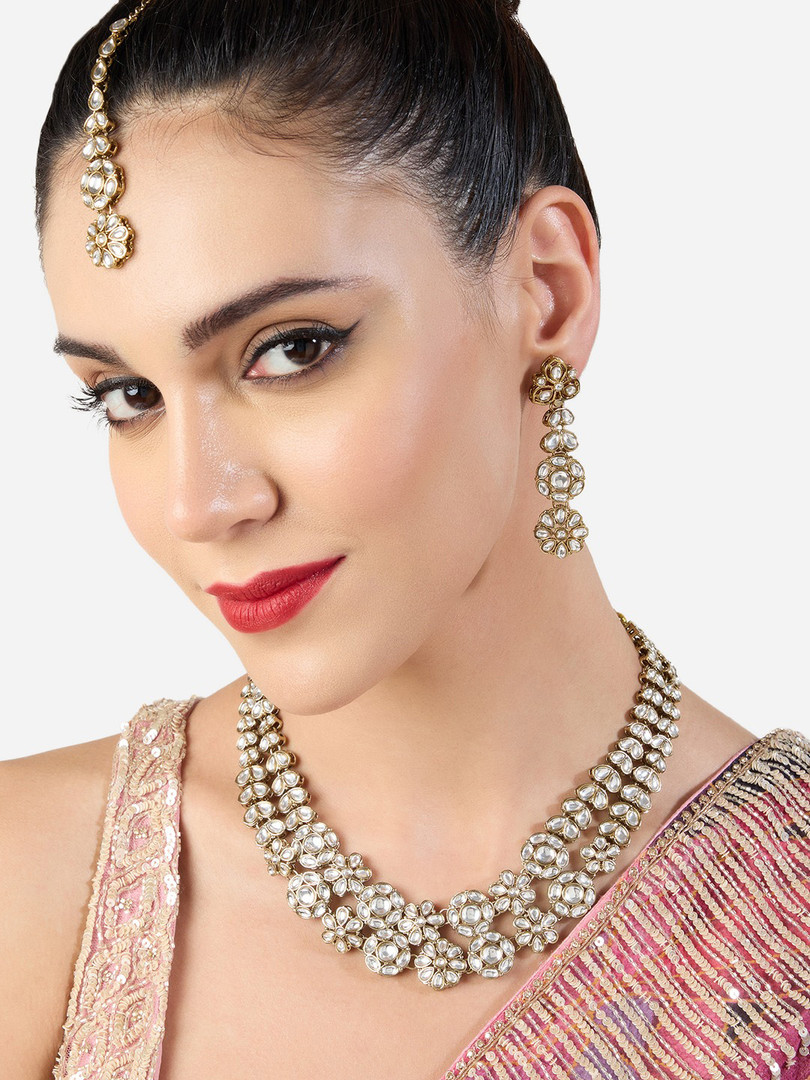 Zaveri Pearls Set Of 2 Gold-Plated Stone Studded Jewellery Sets