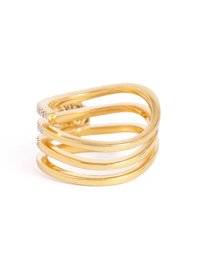 MAEJOY Multi Band Lab grown diamond 92.5 Sterling Silver 18KT Gold plated spiral ring