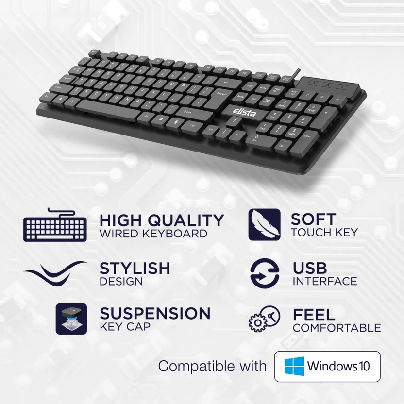 Elista ELS WK-710 Wired USB Standard Multi-device Keyboard Compat...more