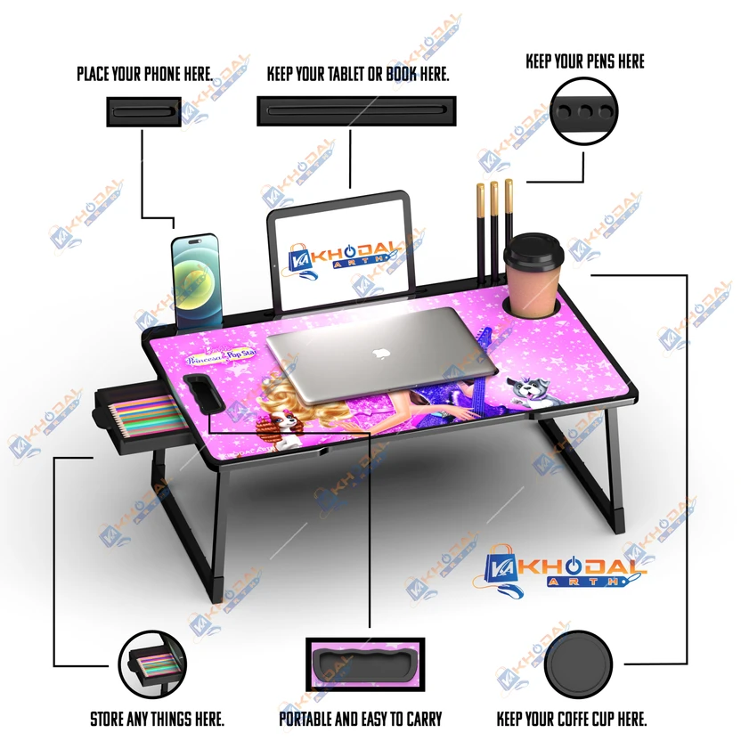 KHODAL ARTH US BIDING Barbie COATED Laptop Study Table Engineered...more