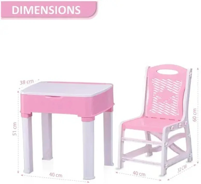Sumoware STUDY TABLE WITH CHAIR PINK COLOR Plastic Study Table (F...more