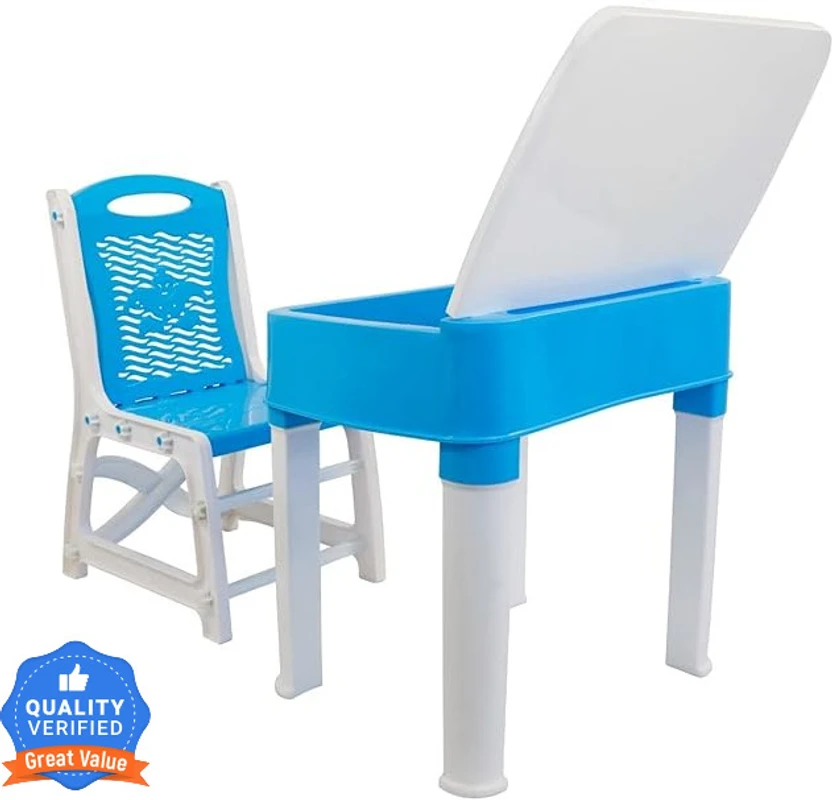 Kids Furniture ASHLAS Plastic Study Table (Finish Color - White & Sky blue, DIY(...more