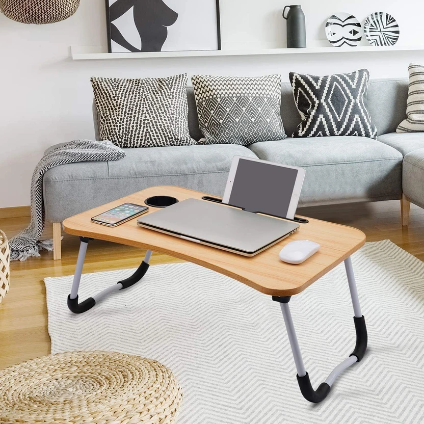 KHODAL ARTH Laptop Table for Bed Foldable Wooden Smart Study Tabl...more