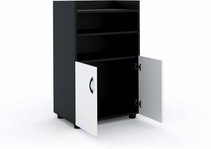 Home Full Kelvin Kitchen Cabinet Wenge with White Engineered Wood...more