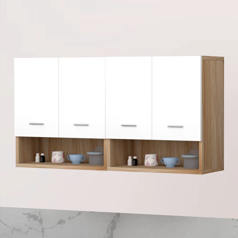 Divysa Multipurpose Use Wall-Mounted 4 Doors Kitchen Cabinet, Per...more