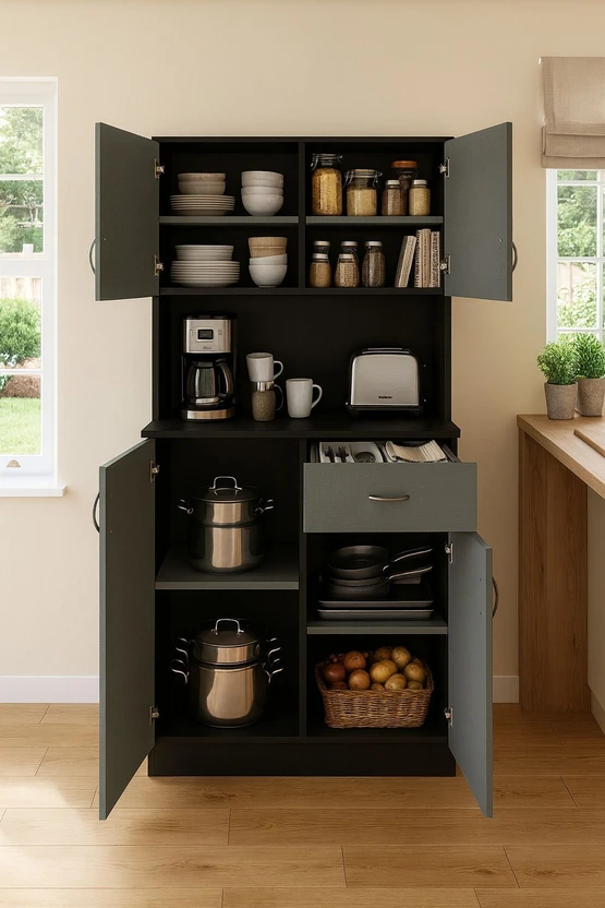 Home Full Jupiter Wenge With Grey Engineered Wood Kitchen Cabinet...more