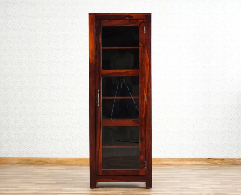 Woodefly Sheesham Wooden Crockery Cabinets with Glass Door | Show...more