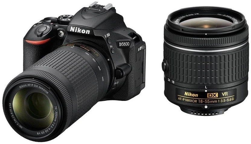 NIKON D5600 DSLR Camera Body with Dual Lens: AF-P DX Nikkor 18 - ...more