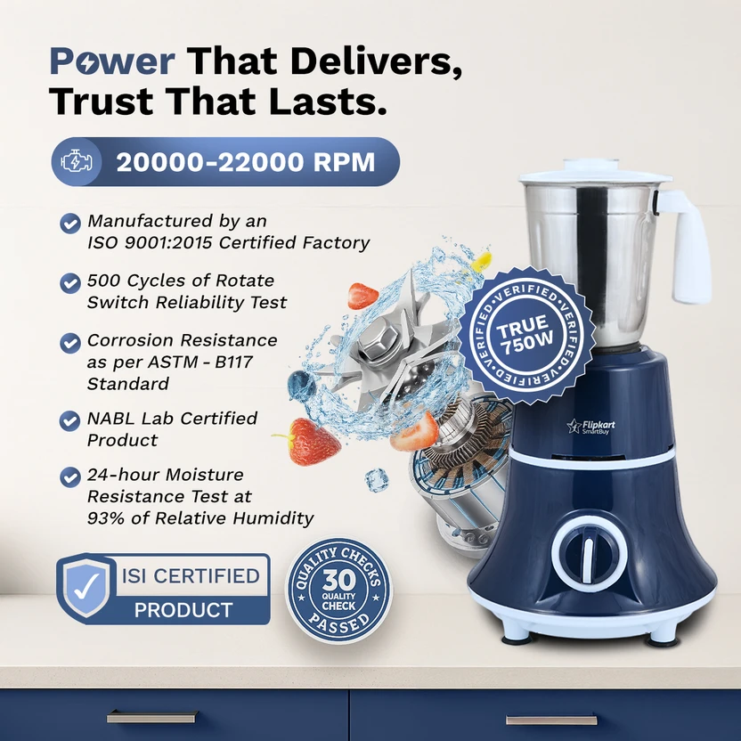 Flipkart SmartBuy - 750 W Juicer Mixer Grinder (Kitchen King | 4 ...more