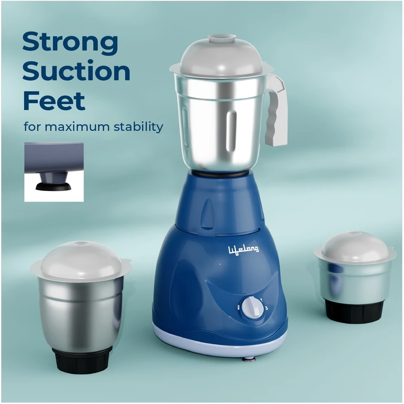Lifelong Power Pro 500 W Mixer Grinder (LLMG24 | 3 Jars | Blue)