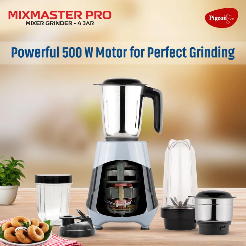 Pigeon MIXMASTER PRO 500 W Mixer Grinder (16506 & 16002421 | 4 Ja...more