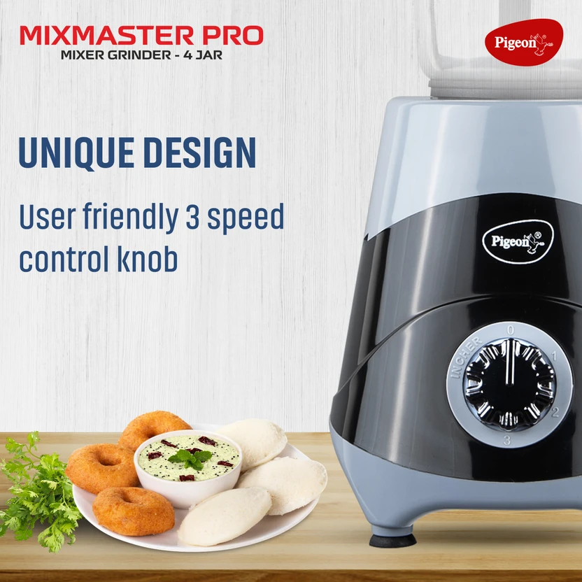 Pigeon MIXMASTER PRO 500 W Mixer Grinder (16506 & 16002421 | 4 Ja...more