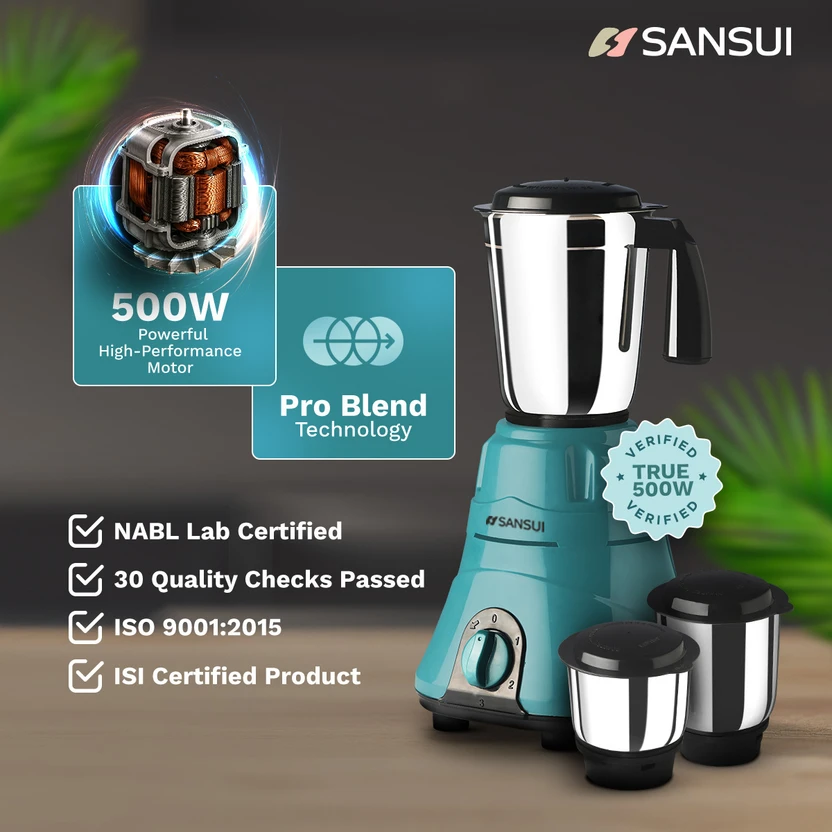 Sansui Plus 500 W Juicer Mixer Grinder (Allure Plus | 3 Jars | Bl...more