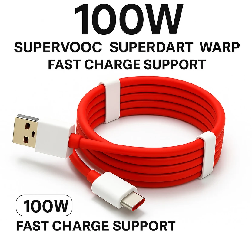 Mobile Accessories jkg USB Type C Cable 8 A 1 m original 65W/30W/6.5A Warp,Dash,Supe...more