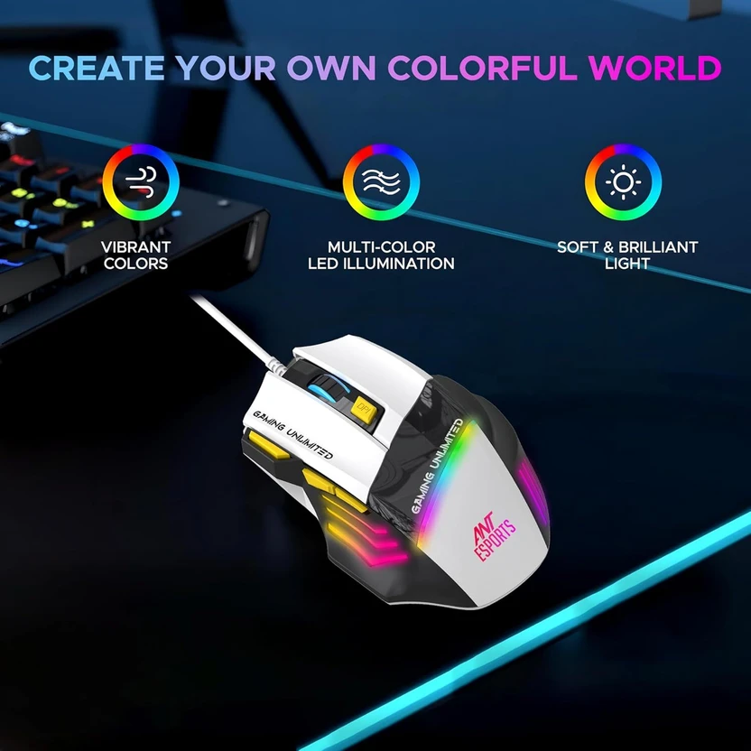 Ant Esports GM100 Wired Ergonomic Optical  Gaming Mouse (USB 3.0,...more