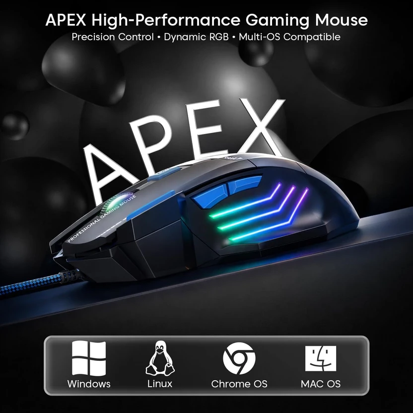 sounce Apex | SNC-APEX-WIRDMUS-BLK Wired Ergonomic Optical  Gamin...more