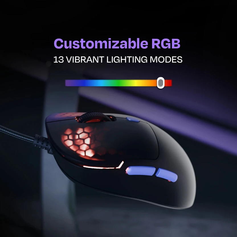 Kreo Harpy 55g Ultra-Light Customizable RGB Gaming Mouse Wired, 1...more