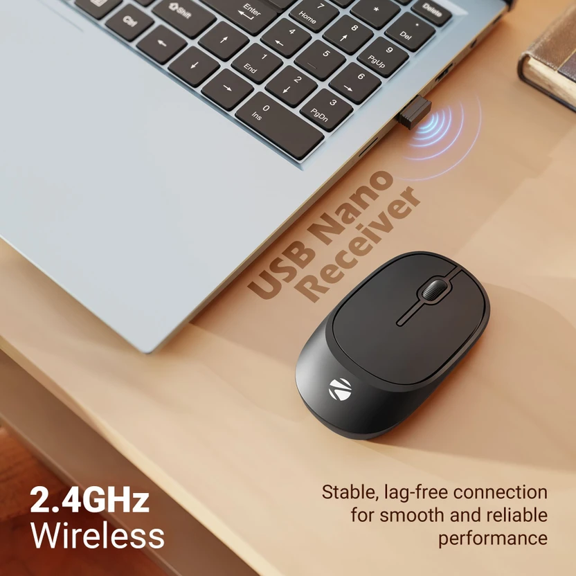 ZEBRONICS Zeb-Dazzle 10 (Black) Wireless Ergonomic Optical Mouse ...more