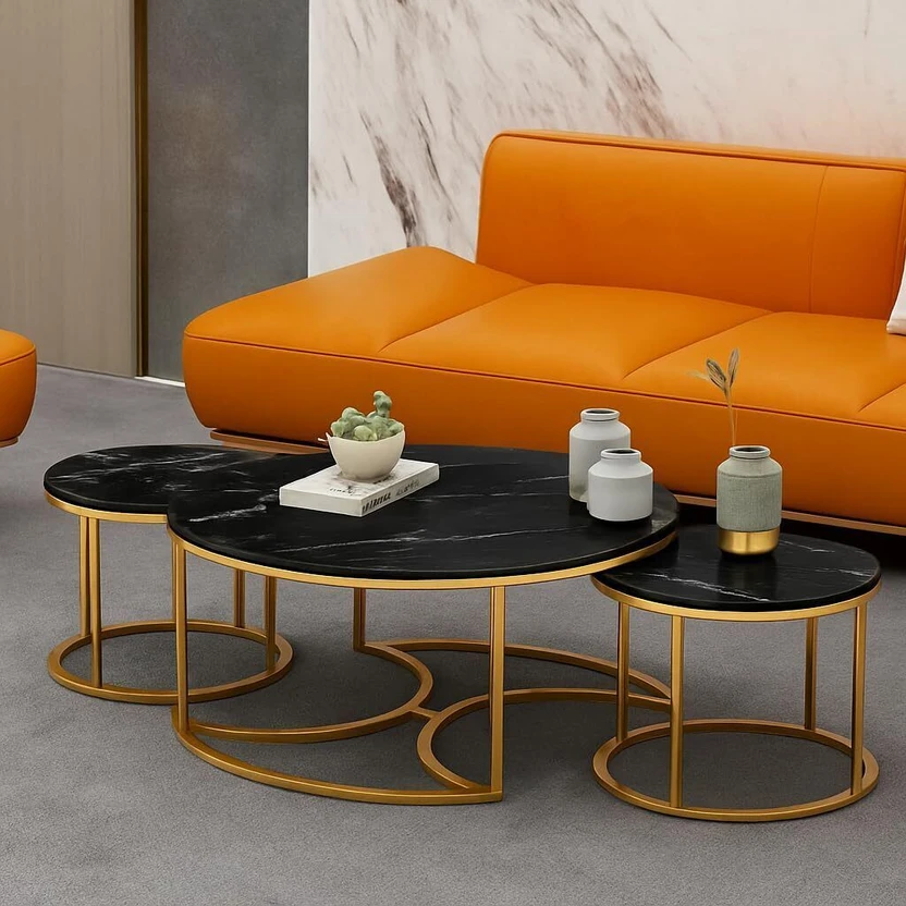Expressow Enterprises Folding Modern Nesting Table Set of 3 | Met...more