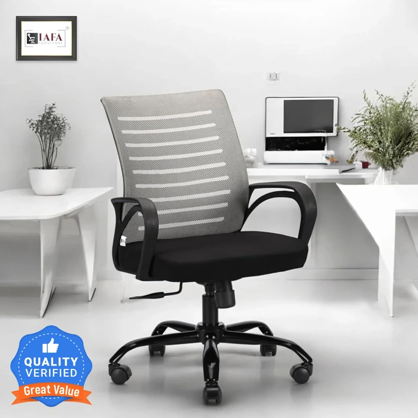 Office Chairs IAFA Diego Mid Back Ergonomic Office Heavy Duty Black Metal Base ...more