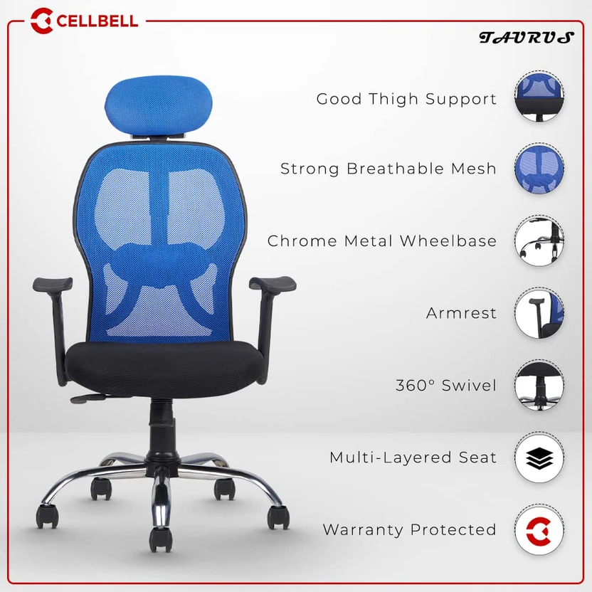 CELLBELL Taurus C100 Lite High Back Comfortable Mesh Office Arm C...more