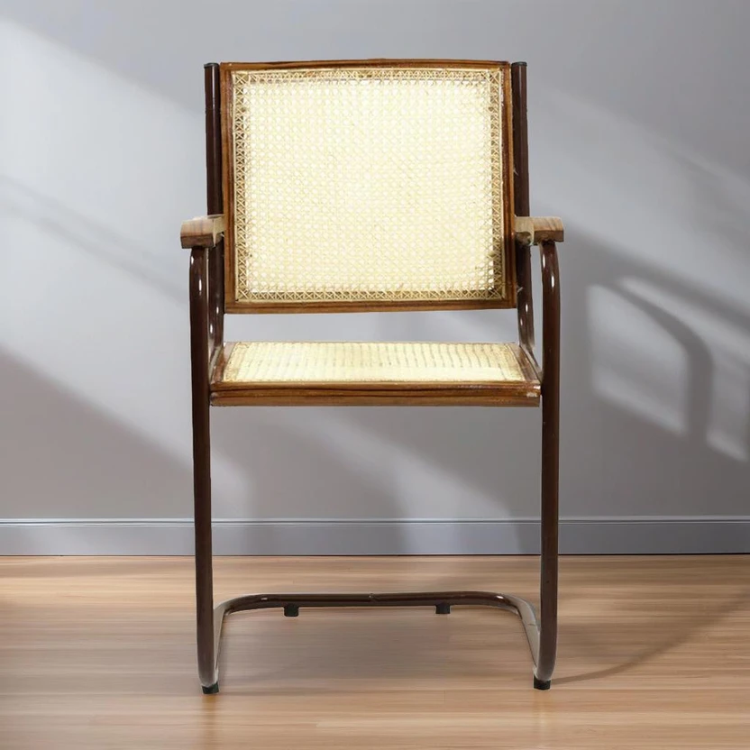 YagleIN S-Type Steel with Teakwood Arm Mesh Office Arm Chair (Bro...more