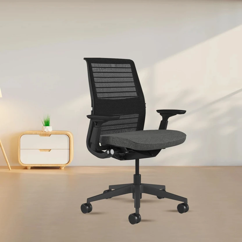 Steelcase Think Mesh Office Adjustable Arm Chair (Black, Optional...more