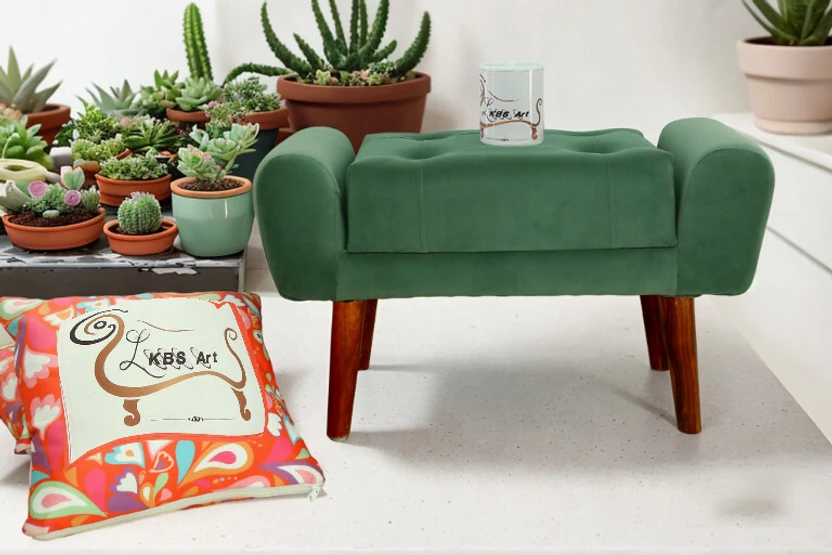 LKBS ART Foam Standard Ottoman (Finish Color - Green, Pre Assembl...more
