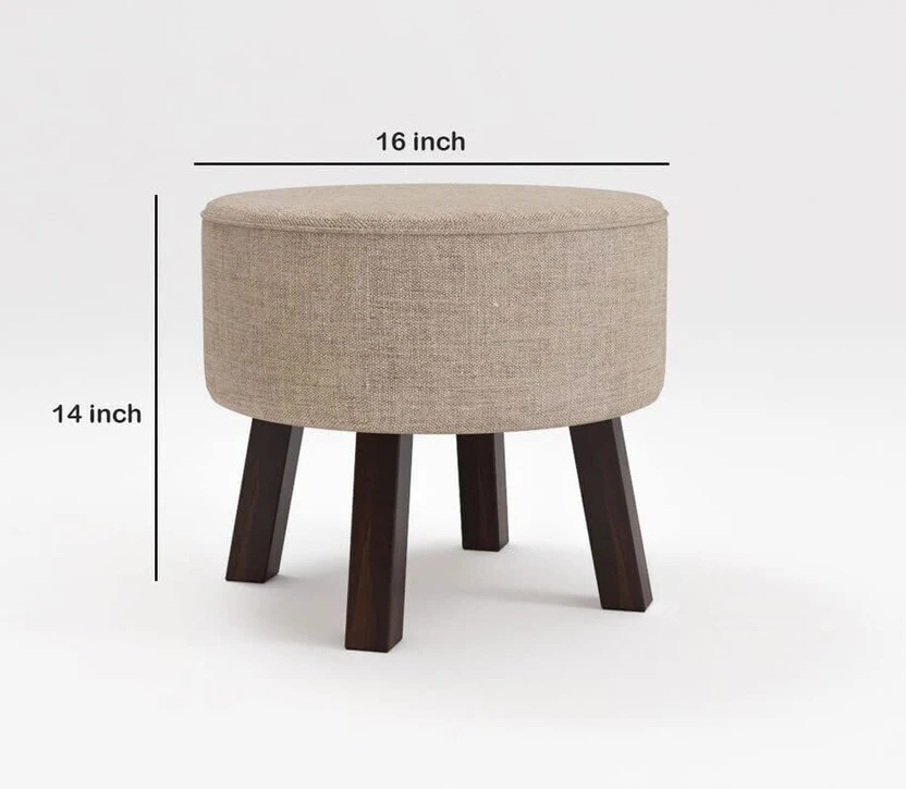 Klofiy Solid Wood Standard Ottoman (Finish Color - Cream, Pre Ass...more