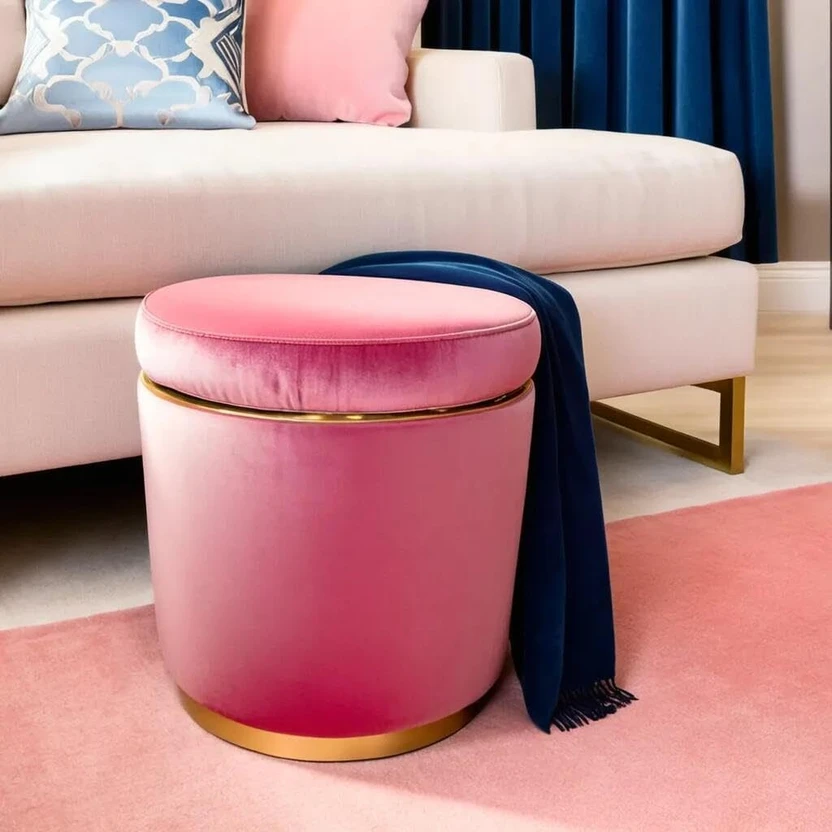 FAVOLOSA ENTERPRISES Fabric Standard Ottoman (Finish Color - Pink...more