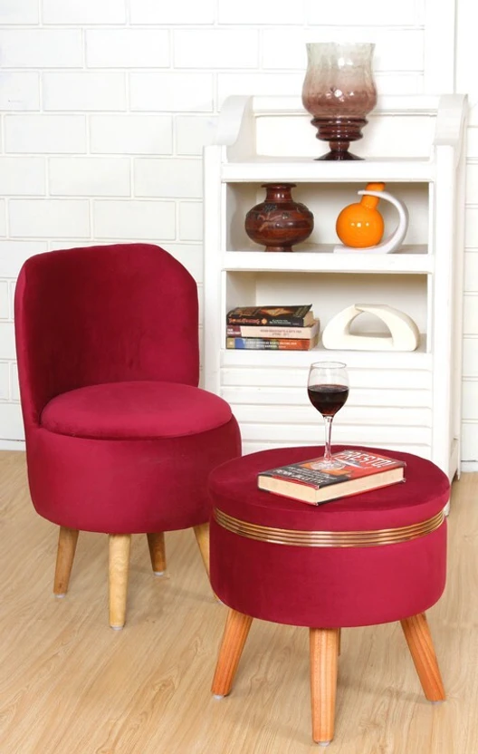 ShadowKart Foam Pouf (Finish Color - Combo-Chair-Wine, Pre Assemb...more