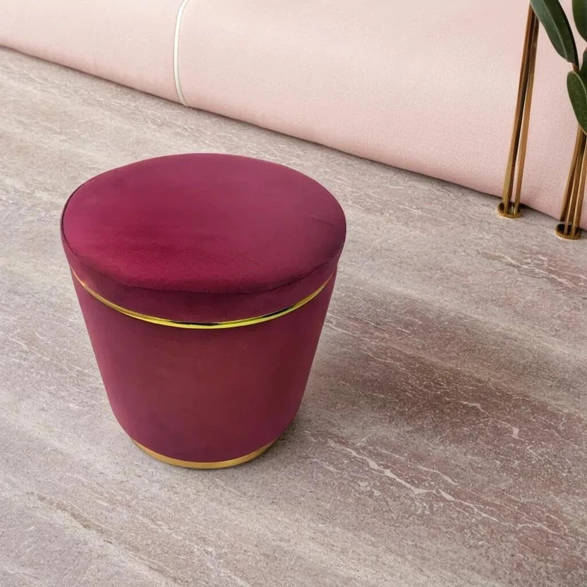 FAVOLOSA ENTERPRISES Fabric Standard Ottoman (Finish Color - Maro...more