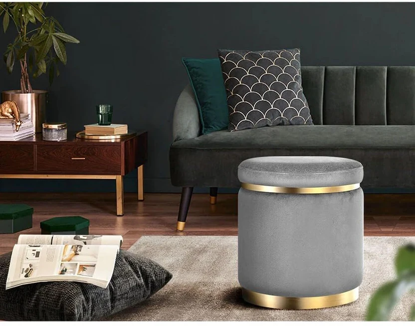 FAVOLOSA ENTERPRISES Fabric Standard Ottoman (Finish Color - Grey...more