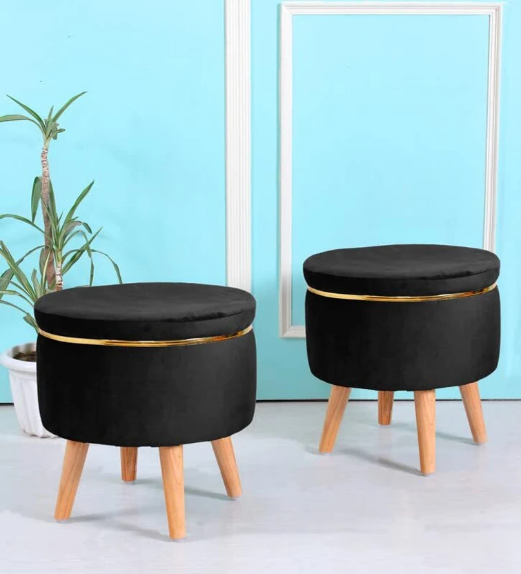 PLATINUMCRAFT Solid Wood Standard Ottoman (Finish Color - Black, ...more