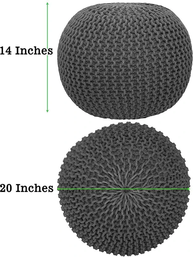 Safunooza Natural Fiber Pouf (Finish Color - Grey, Pre Assembled)