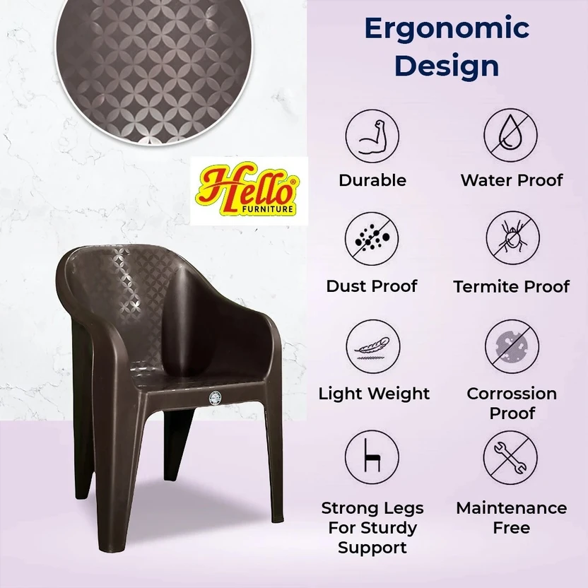 HELLO Plastic Table & Chair Set (Finish Color - Dark Brown, DIY(D...more