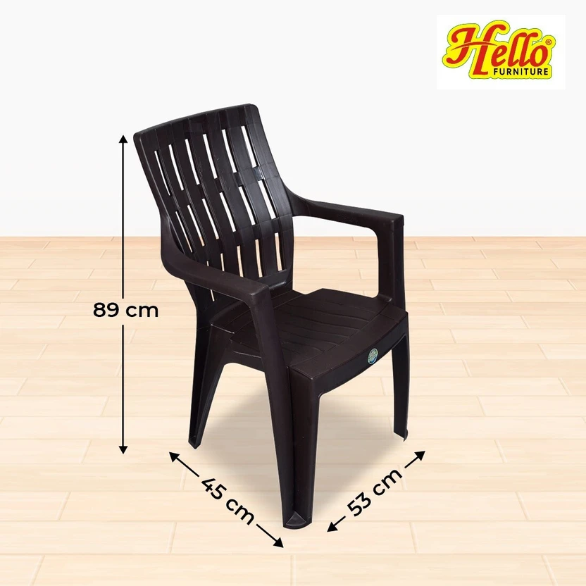 HELLO Plastic Table & Chair Set (Finish Color - Dark Brown, DIY(D...more
