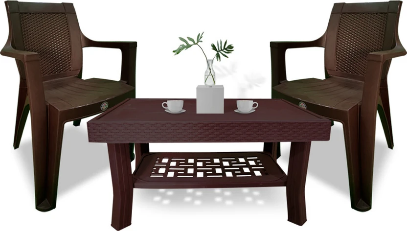 HELLO Plastic Table & Chair Set (Finish Color - Dark Brown, DIY(D...more