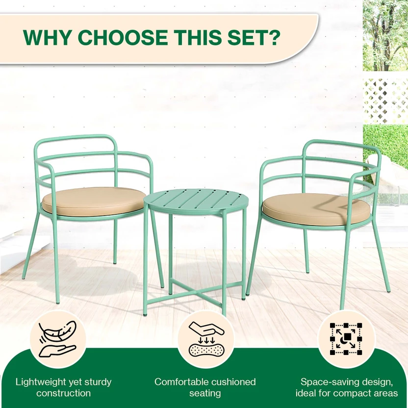 Flipkart Perfect Homes Metal Table & Chair Set (Finish Color - Gr...more