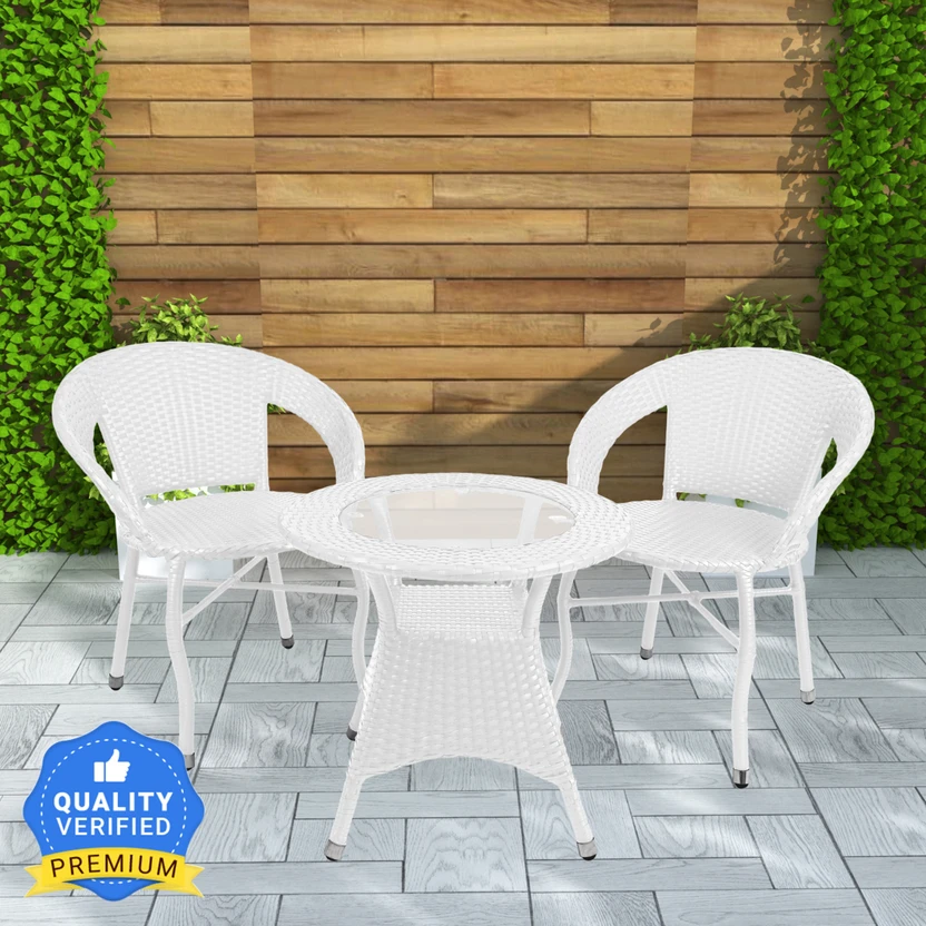 Flipkart Perfect Homes Cane Table & Chair Set (Finish Color - Whi...more