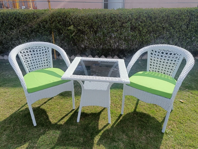 Cite Cane Table & Chair Set (Finish Color - White, Pre-assembled)