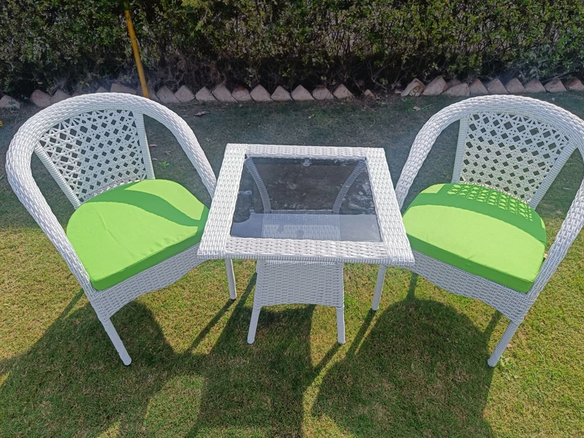 Cite Cane Table & Chair Set (Finish Color - White, Pre-assembled)