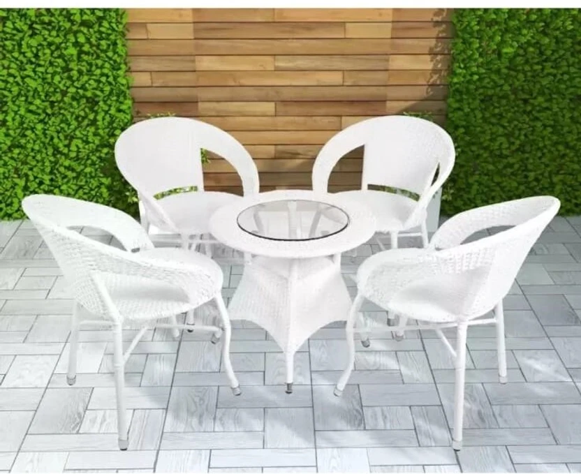 Ranjila Craft Metal Table & Chair Set (Finish Color - OFF WHITE, ...more