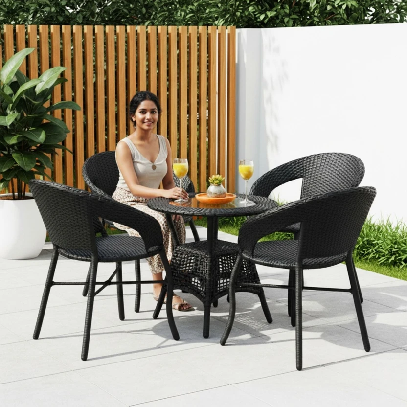 DEVOKO Metal Table & Chair Set (Finish Color - Black, Pre-assembl...more