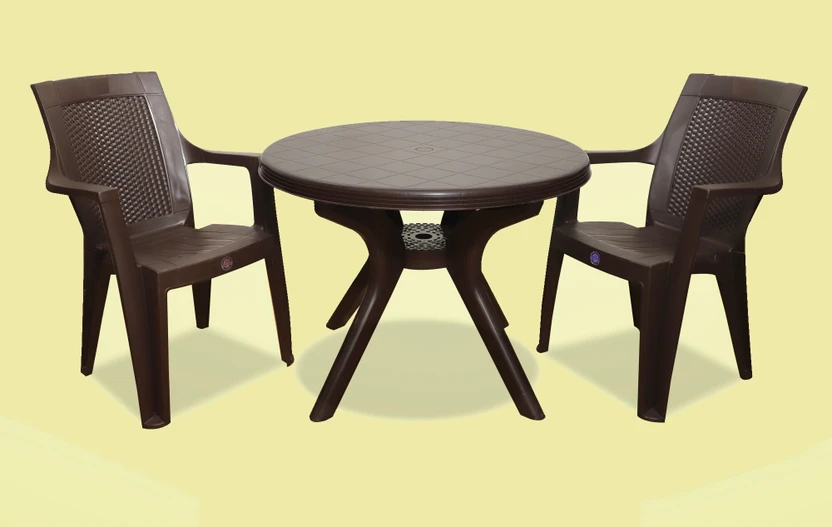 HELLO Plastic Table & Chair Set (Finish Color - Dark Brown, DIY(D...more