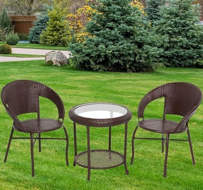 Loom and Leisure Plastic Table & Chair Set (Finish Color - Brown,...more