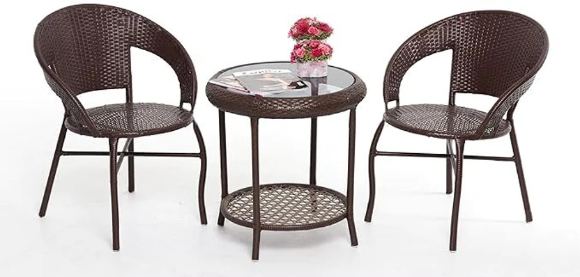 Loom and Leisure Plastic Table & Chair Set (Finish Color - Brown,...more