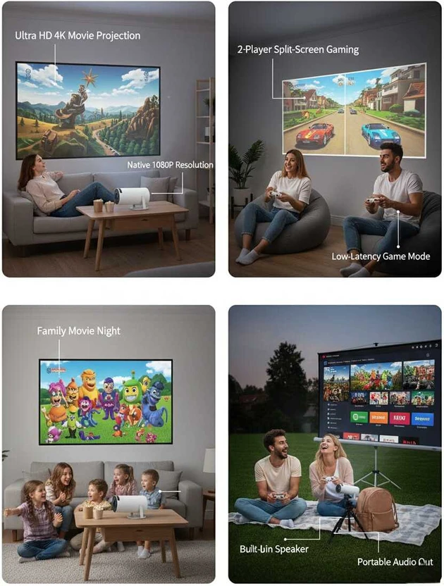 SHAH ENTERPRISES 2 in 1 Game Projector (8000 lm) Portable Project...more