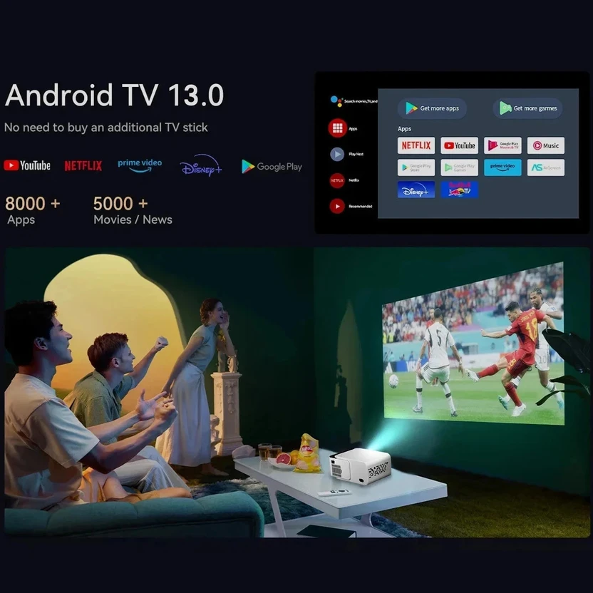 Shopexo T5 Mini 4K Support Native 720p HD Android 13 Wifi Miracas...more