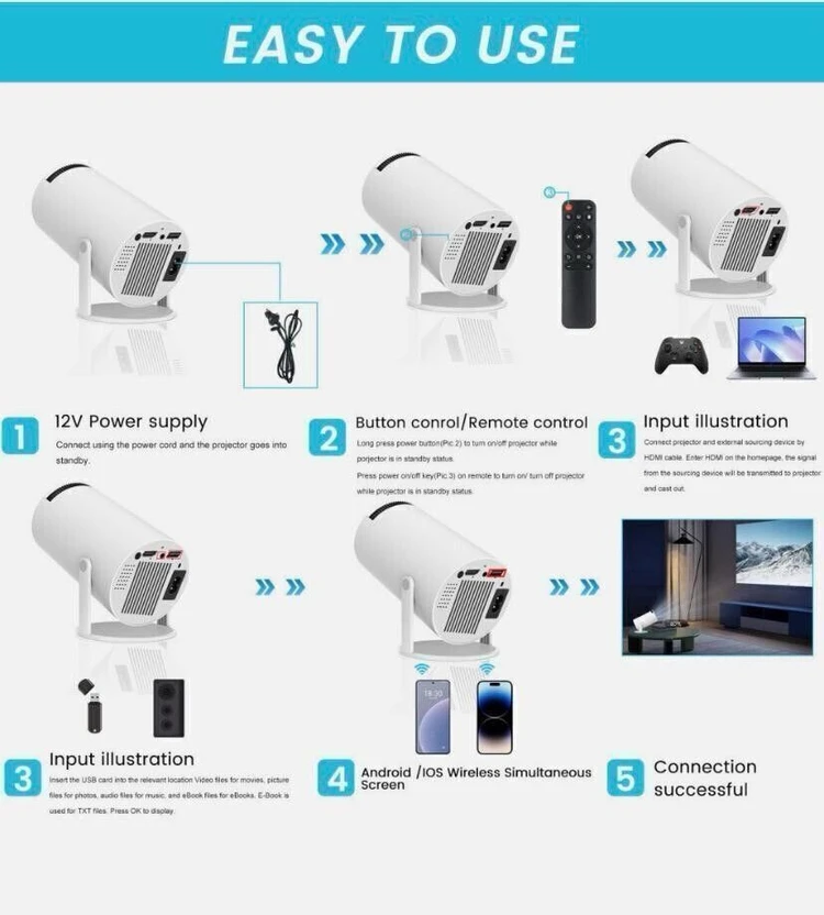 LUMINZA Smart 4K Projector, Android 11, 1080P, WiFi, Bluetooth, 1...more